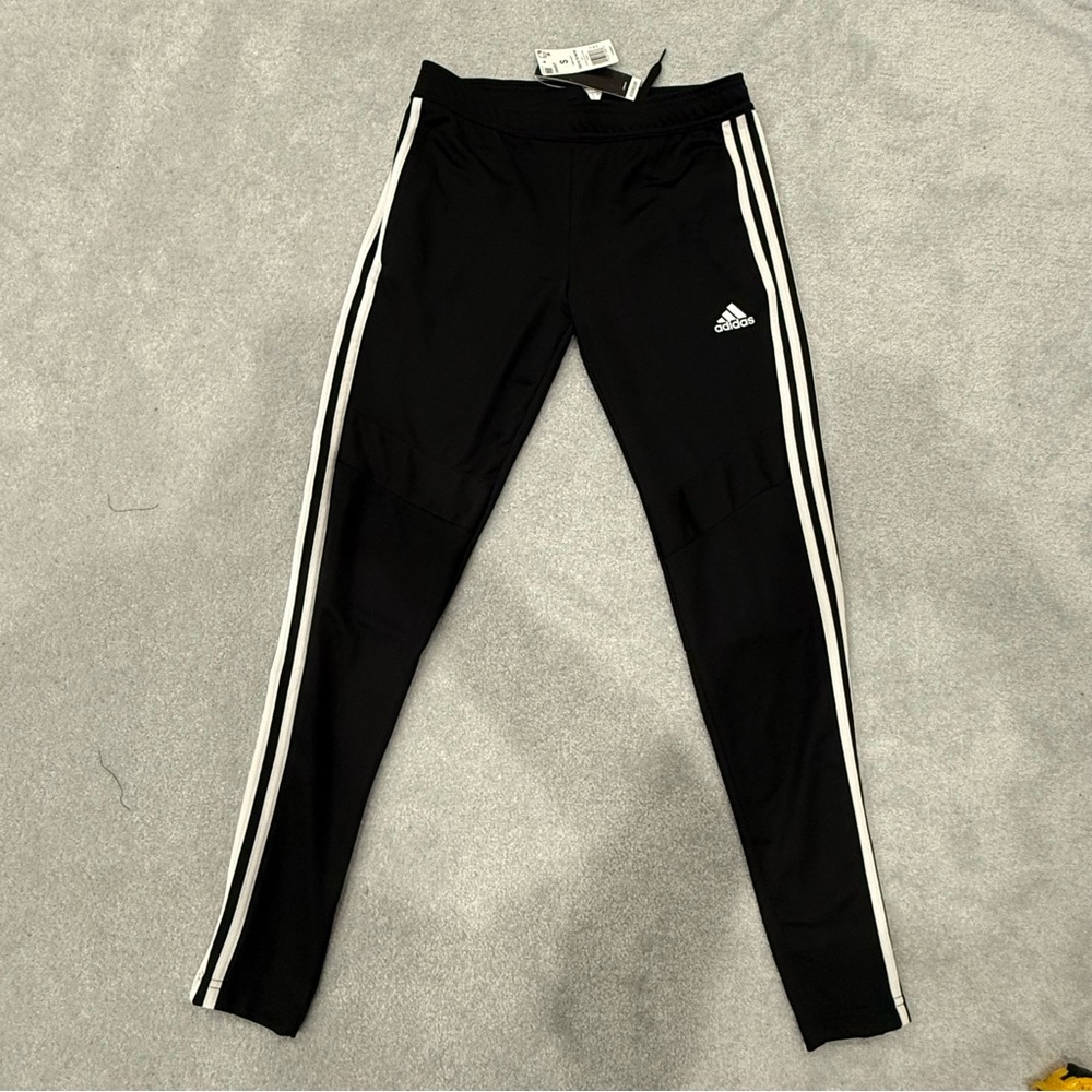 Adidas Women's Black Track Pants with White Stripes
